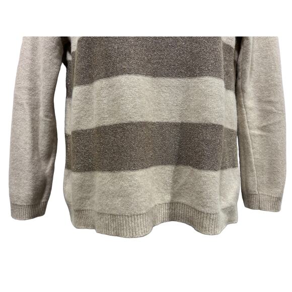 Coldwater Creek L/14 Boatneck Shimmer Striped Angora Cashmere Wool Blend Sweater - Picture 6 of 12